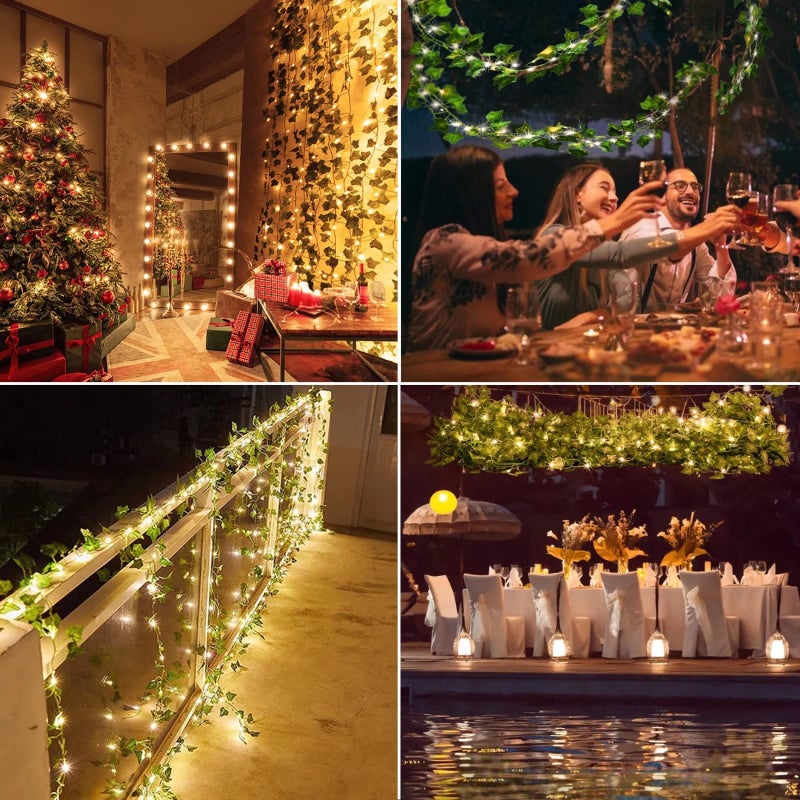 Comtelek 168 FT Artificial Ivy Garlands with 400 LED /132FT String Light Fake Vines for Bedroom Decor Ivy Leaves Greenery Faux Hanging Plants Green Flowers Decor for Home Kitchen Garden Office Wedding Wall - Image 4